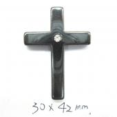 Hematite Cross Pendant 30x42mm Rhinestone
